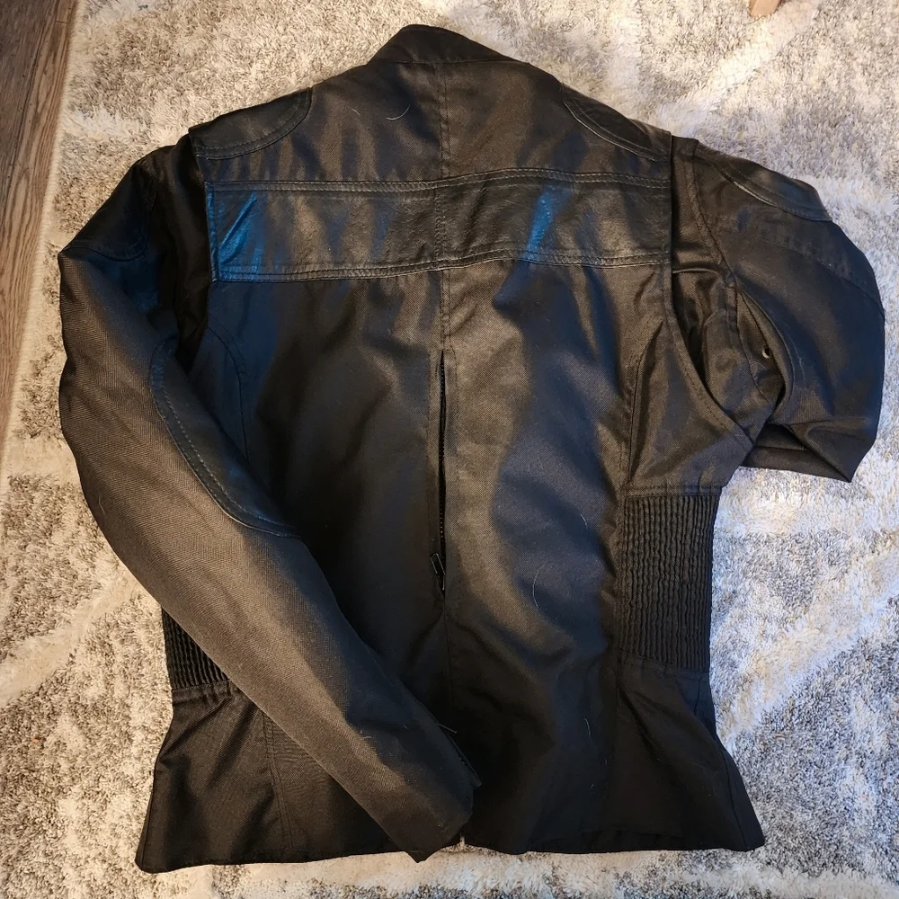 Nexgen Motorcycle Biker Jacket Black Leather & Nylon Men's Large L Fitted EUC